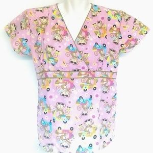 Just Love Scrub Top Size S cool monkey w/ shades